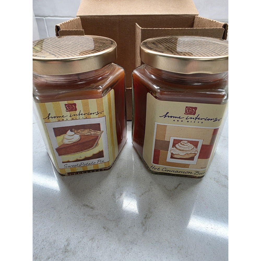 Home Interiors  7.5 oz Jar Candles Sweet Potato Pie & Hot Cinnamon Bun Vtg (2) - Picture 4 of 6